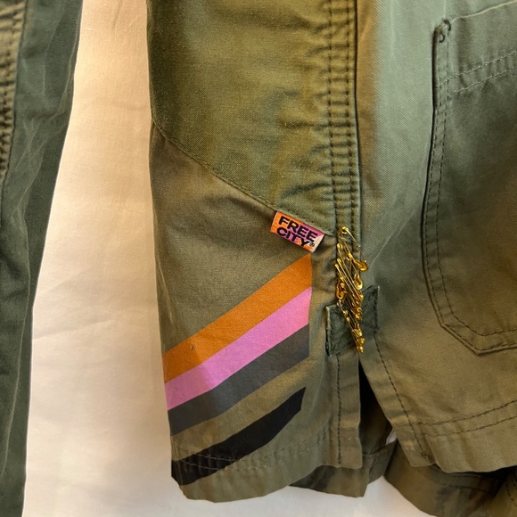 FreeCity - RARE & Vintage Safety Pin Texas Tokyo Moon Printed Army Kimono Size M - Picture 6 of 16